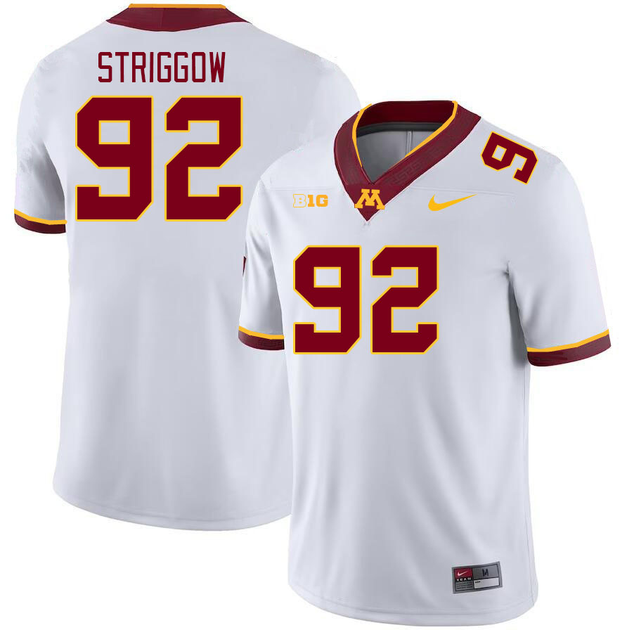 Men #92 Danny Striggow Minnesota Golden Gophers College Football Jerseys Stitched-White - Click Image to Close